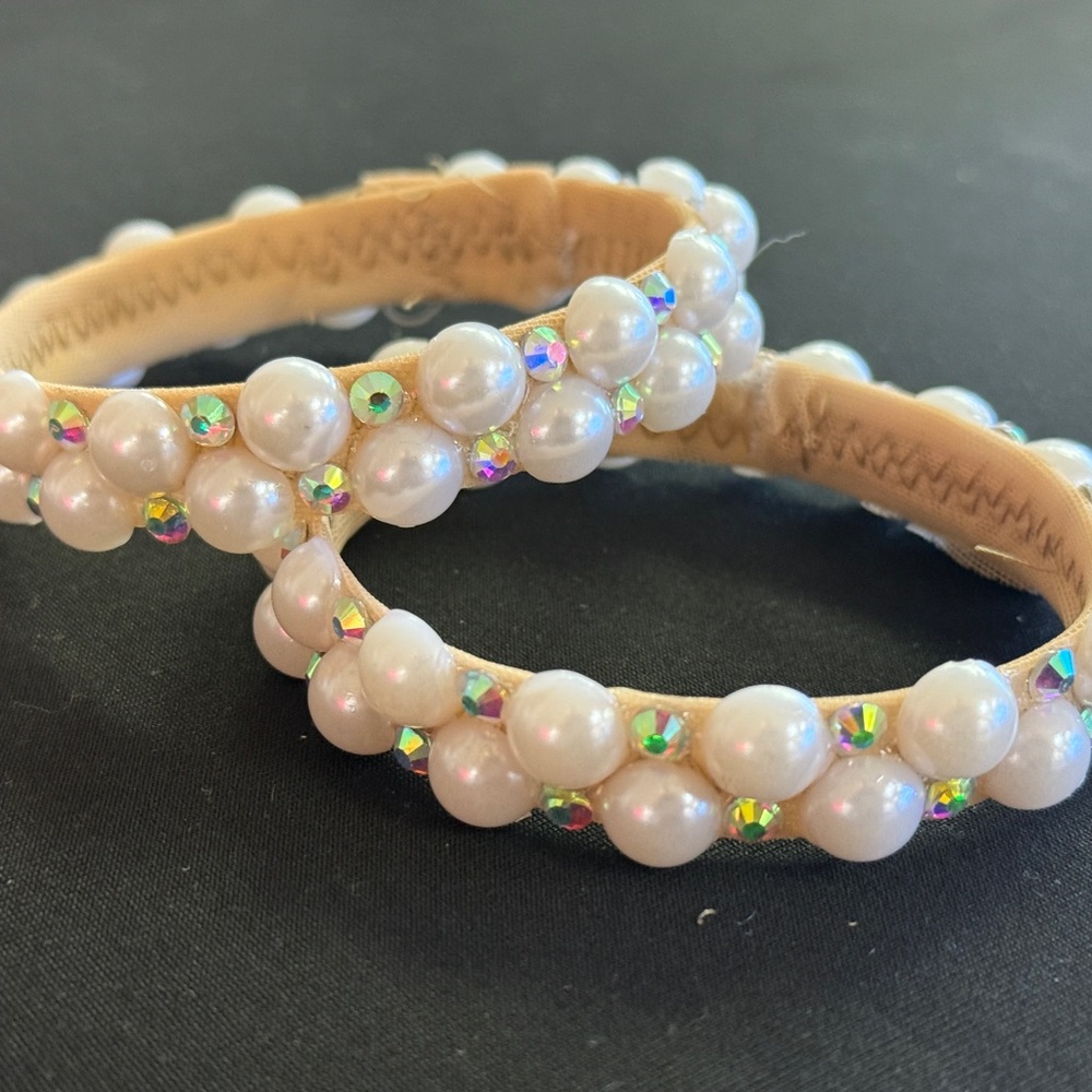 Pearl & Aurora Crystal Embellished Bracelet Pair